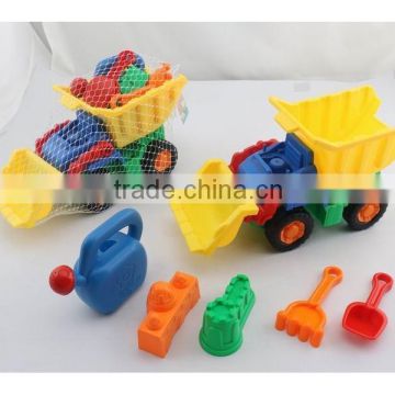 6 pc beach toy car sand mold shovel watering can