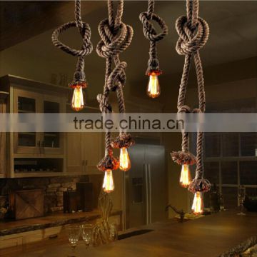 High Power Unique Design E27 220V Vintage Edison Light Hemp Rope Pendant Lamp