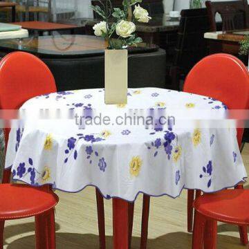 round flower printed Vinyl table cloth with flannel backing,water proof tablecloth