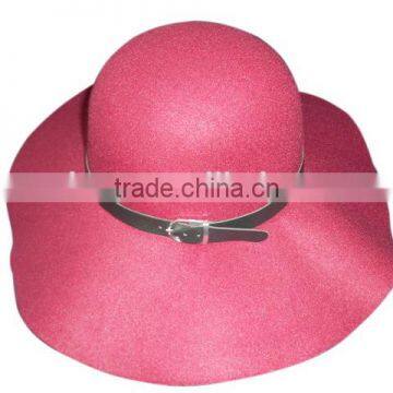 Bottom price quality girls wide brim wool felt hat