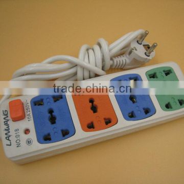 EU plug four color 8 gang Switched Household Power Sockets With Overload Protect