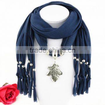 custom fashion new lady leaf pendant necklace jewelry scarf