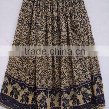 2015 broom skirts for ladies wear / Crinkle skirts for dancing wear / cotton voile printed panel skirts