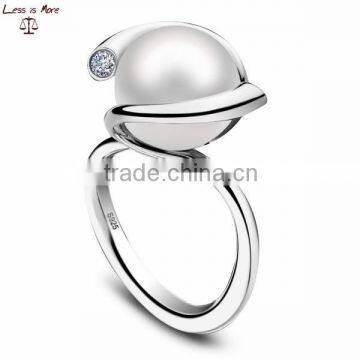 925 silver pearl jewelry ring rhodim plated