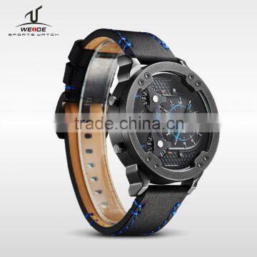 WEIDE Luxury Watch Brand Men Quartz Watches Genuine Leather Watch Strap Waterproof Casual Wrist Watches Men