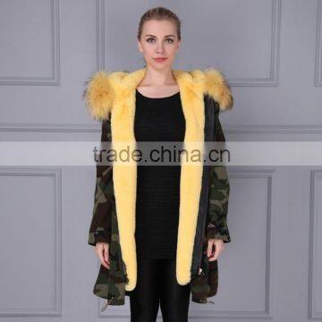 Cheap Winter Jacket faux rabbit lining raccoon fur winter custom parka