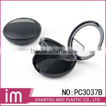 Wholesale round black cosmetic powder packaging plastic