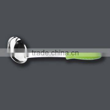 Stainless Steel Metal Soup Spoon Ladle with green ABS handle