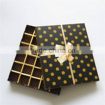 30pcs polk dot brown black paper luxury chocolate paper box with ribbon bow