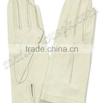 Half White Ladies Leather Fashion Dressing Gloves