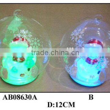 Glass ball with LED Light with snowman inside