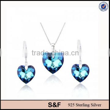 Ocean Of Heart 925 Silver Austria Crystal Jewelry Set