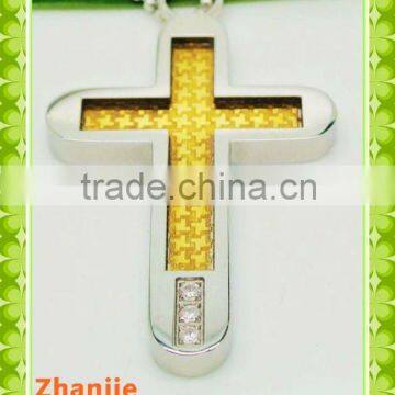 Wholesale manufacture new design zircons religious 14K gold three stones pendant