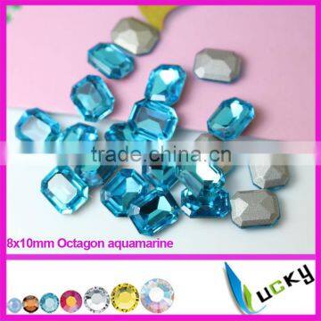 Octagon shape glass stones for crystal jewelry making