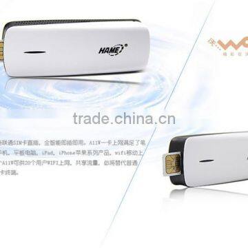 Hame A11W 150Mbps Wireless 3G Router With SIM Card slot Support 2100MHZ /WCDMA and Built-in 1800mAh Power Bank