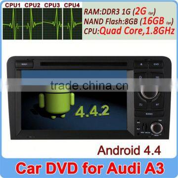 Factory Price Android 4.4 Quad Core Cortex A9 radio player for Audi A3 S3 Built-in Wifi