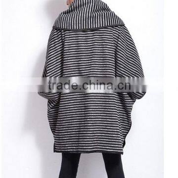 Women's Fashion Stripe Bat Poncho Cape Jacket Sweater Casual Warm Cloak Coat Knitwear photo-3