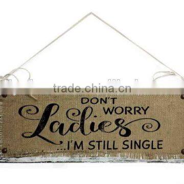 Wooden Home Sign Handmade Customized Burlap Printing photo-2