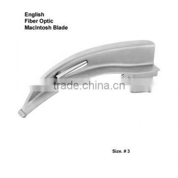 Laryngoscope English Fiber Optic MacIntosh Blade With Inter changeable tube Size. # 3 - 115 mm