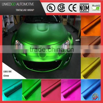 most popular 1.52*20m pearl chrome matte green film car body wrap stretchable