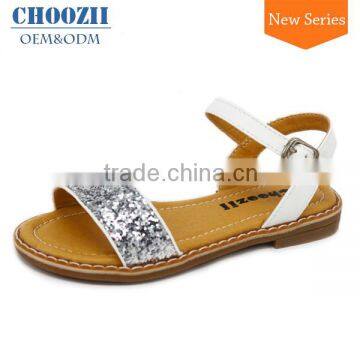 China Factory Dropship 2016 School Kids Girls New Style PU Flat Sandal Shoes