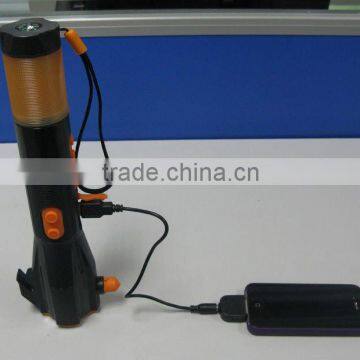 crank dynamo flashlight & torch with radio & phone charger