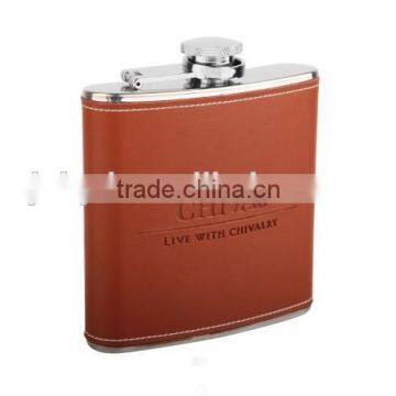 Hot sales! Stainless steel hip flask set with leather