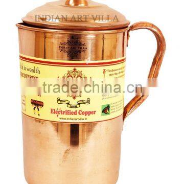 Handmade Pure Copper Jug Pitcher - 1600 ML Storage Serving Water Tableware Good Health Benefits Indian Yoga, Ayurveda