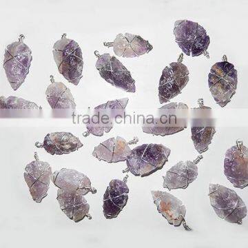 Amethyst Wire Wrapped Arrowhead Pendants