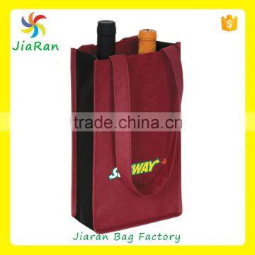 foldable recycle customized high quality 2 bottle non woven wine bag with pocket