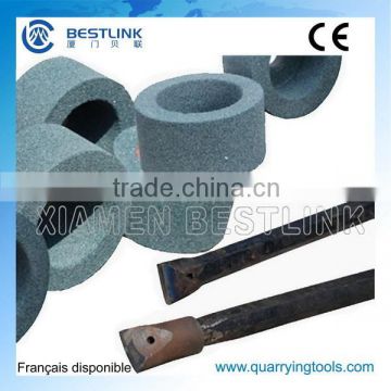 Grinding wheel for integral drill rod and chisel bit sharpener