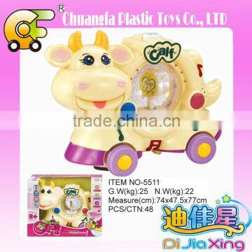 Chuangfa toys--BO bump & go Cow with light & music 2 colors (white yellow)