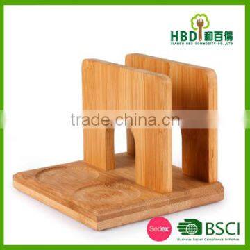 High Quality Bamboo Napkin Holder With Pepper and Salt Shaker Set