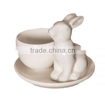 Bunny White Ceramic Egg Cup Holder