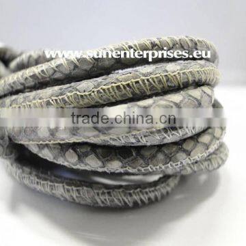 Nappa Leather Cords - snake style - Grey- 6mm