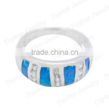 Classic Blue Opal Design Ring Simple Design Ring With cz photo-2