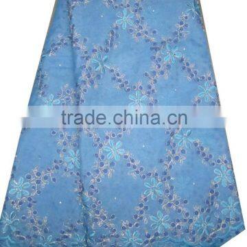 African organza lace with sequins embroidery CL8128-5blue