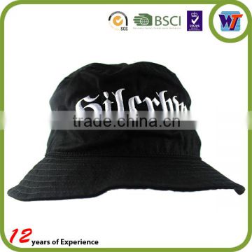 Black wide brim custom embroidery cheap bucket hat with lining