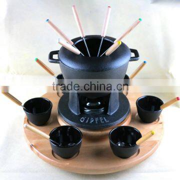 chocolate cast iron fondue set
