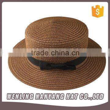 Wholesale Wheat Straw Lady Flat Top Boater Hats Factory Direct
