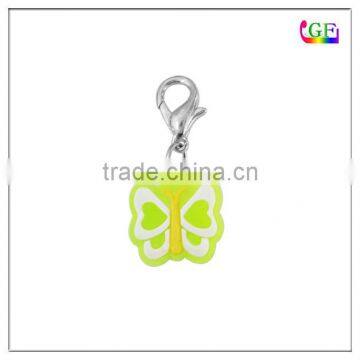 Colorful Print Butterfly Shape PVC Keychain Charm With Lobster Clasp