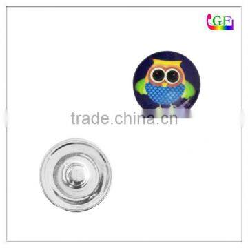 Jewelry Metal Owl 18mm Snap Button Pendants