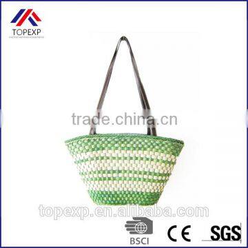 Paper Straw Bag Beach Striped Tote Bag photo-4