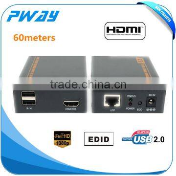 made in china support usb keyboard and mouse hdmi kvm extender 60m