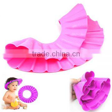 Kawachi Baby Infant Child Toddler Tearless Shampoo Shield Shower Hat Cap Wash Hair-Pink