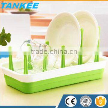 New kitchen utensils dish drainer with Eight-sticks durable double layer cup plate dish drainer