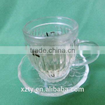 4oz Small Transparent White Glass Empty Pumpkin-shaped TEA /COFFEE Cups With Handle With Saucer photo-2