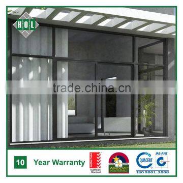 Entrance sliding door, powder coated aluminum frame, double clear glass