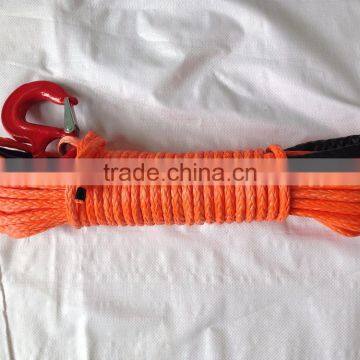 Orange high molecular polyethylene synthetic winch rope