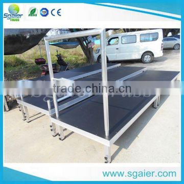 Black stage railing aluminum handrail concert portable stage install